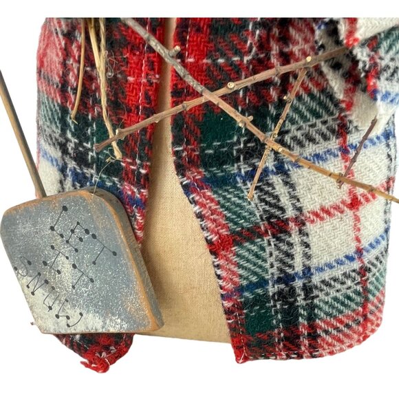 Handmade Rustic Country Christmas Winter Snowman Stump Doll Decor Let it Snow - Picture 16 of 16